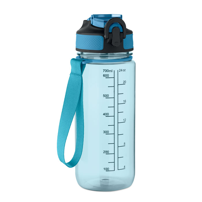 Gourde RPET 700 ml à personnaliser avec paille Enkel bleu clair transparent